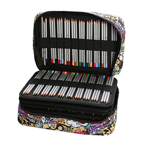 Lbxgap Colored Pencil Case Holds 420 to 424 Colored Pencils or 280 to 284 gel pens.Large Capacity with Handy Wrap Portable Multilayer Holder for Lbxgap