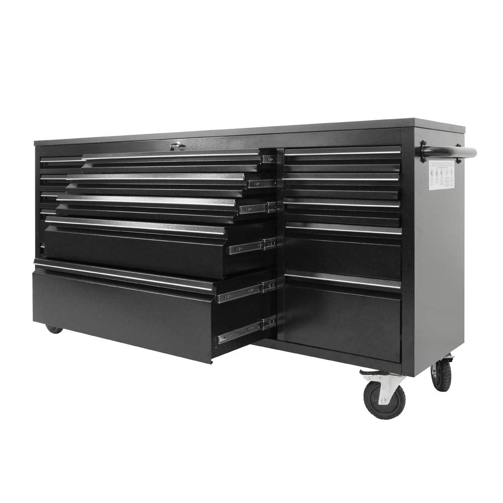 CT 72-inch Rolling Tool Chest with 15 Drawers, Mobile Workbench, Assembled Large Tool Box Storage Cabinet with Wheels for Garage Workshop in Matte