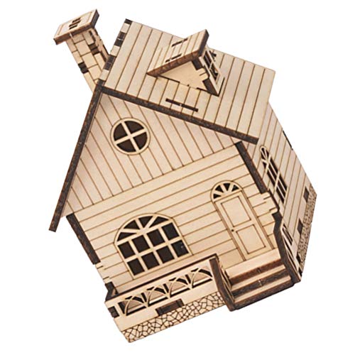 PartyKindom 1 Set DIY Music Box Wood House Figurines Christmas Village Scene Kids DIY Materials Unfinished Wood Xmas House Wooden Toys Educational PartyKindom