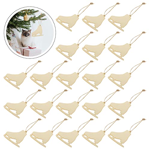 Milisten 40 Sets Wood Ice Skate Cutouts Christmas Unfinished Wooden Slices Holiday Unpainted Wooden Ice Skate Shape Cutout for DIY Painting Party