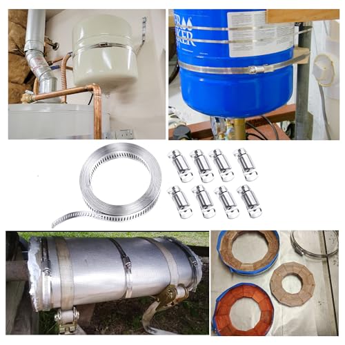maierke 304 Stainless Steel Hose Clamp Assortment Kit,DIY 13FT Metal Strap + 8 Stronger Fasteners,Adjustable Large Worm Gear Hose Clamps Screw Clamps maierke