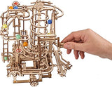 UGEARS Marble Run Spiral Hoist - Fourth Wood Marble Track 3D Puzzle Model Kit with Colored Glass Marbles - 3D Puzzles for Adults and Kids for UGEARS