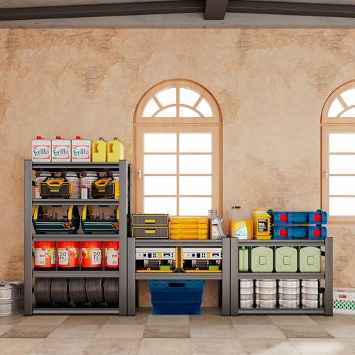 SFTORMAS 72" H Heavy Duty Garage Shelving, 5 Tier Adjustable Metal Shelving, 15.75" D X 35.3" W X 72" H, Black SFTORMAS