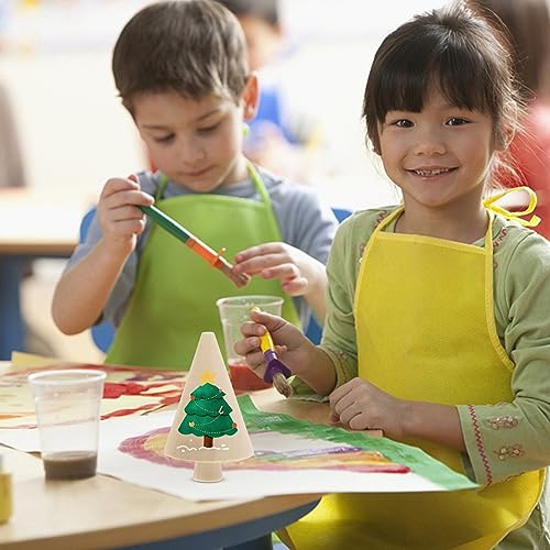 Abaodam 10pcs Mini Wooden Christmas Tree DIY Unfinished Wood Trees Blank Wooden Peg Dolls Unpainted Miniature Trees Statues for Arts Crafts Graffiti Abaodam