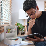 ARTEZA Desktop Pen and Marker Organizer, 6-Compartment White Pen Holder for Desk with Stationery Drawer, 5.43in x 7.09in x 9.33in, Makeup Organizer ARTEZA