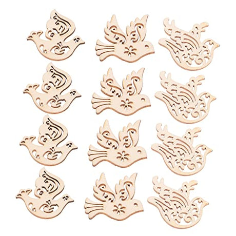Holibanna 50pcs Pieces Peace Dove Accessories Office decore The Office Decor DIY Crafts Bird Shaped Wooden Pieces Wedding Decor Wooden Animals Wood Holibanna
