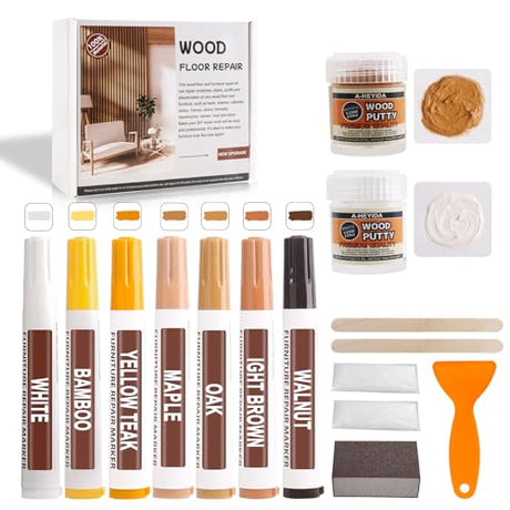 Furniture Markers Touch Up - Wood Repair Kit Wood Marker for Scratch, Stain, 7 Natural Color Series Combination of Wood Pen - Maple Oak Walnut Bamboo A-HEYIDA