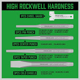 SWANLAKE Punch and Chisel Set, Including Taper Punch, Cold Chisels, Pin Punch, Center Punch (16pcs) SWANLAKE GARDEN TOOLS