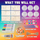 FTBox Christmas Wood Crafts Kit for Kids, Arts and Crafts Gifts for Boys Girls, Craft Activities Painting Art Toys for 6 7 8 9 10 11 12 Year Old FTBox