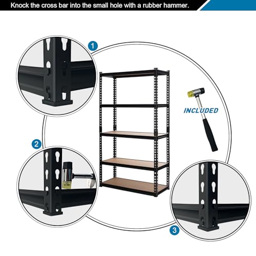 PACHIRA E-Commerce 72" Garage Shelving Heavy Duty Adjustable 5 Tier Storage Shelves with MDF Board Black Shelves for Garage,Kitchen,Office,35.43" PACHIRA E-Commerce