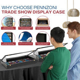 PENNZONI Trade Show Display Portable Case, Clear Acrylic Box for Pastry Display, Display Case for Exhibits w/Acrylic Side Guards | Black with Black PENNZONI