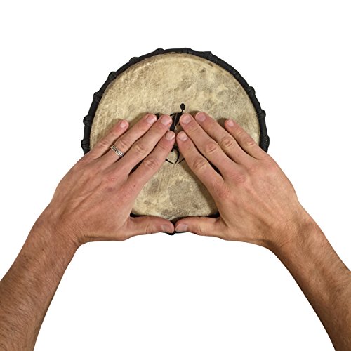 Classic Heartwood Djembe Drum - 9"x 18", Hand-carved, Solid-wood, Goat-skin, from Ghana Africa Heartwood Project