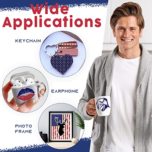 Tintnut American Flag Permanent Vinyl - 10 Sheets 12"x10", USA Flag Patriot Adhesive Vinyl, Independence Day Pattern Self Sticker Waterproof Vinyl Tintnut