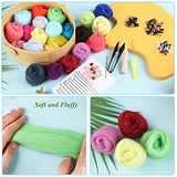 JUPEAN Felting Kit, Needle Felting Kit for Beginner, 60 Colors Wool Roving, Wool Felting Tool Kit with Felting Needles, Foam Mat, Needle Felting JUPEAN