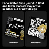 Gold & Silver Metallic Paint Pens for Rock Painting, Stone, Ceramic, Glass, Wood, Metal, Fabric, Canvas. Set of 6 Gold Permanent Oil Based Paint ARTISTRO