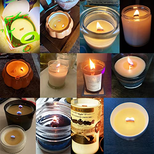 yueton 50PCS Crackling Wooden Candle Wicks Candle Making Wicks Smokeless Long Wood Wicks Candle Cores with 50PCS Metal Base for Wedding Birthday yueton