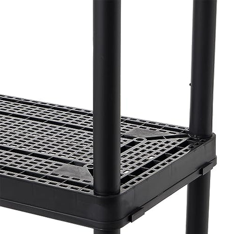 Gracious Living 14" x 32" x 54.5" 4-Shelf Tier Resin Multi-Purpose Medium Duty Indoor Garage Storage Organizer Shelves, Black Gracious Living