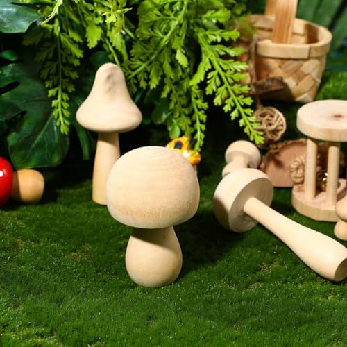 Kisangel 36 Pcs Unfinished Wooden Mushrooms Plain Craft Wood Wooden Ornaments for for Arts and Crafts Projects Decoration Kisangel