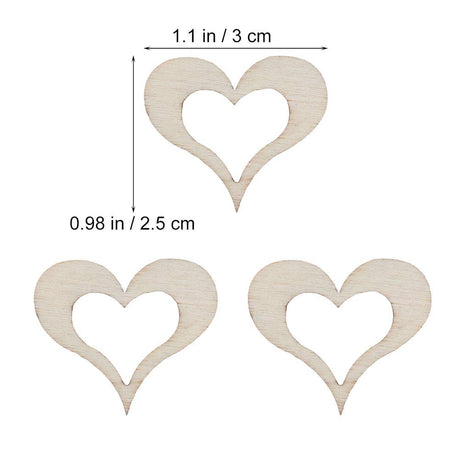 Amosfun Wooden Heart Slice Hollow Love Hanging Tags DIY Craft Embellishments Decoration for Wedding Gift 50Pcs Amosfun