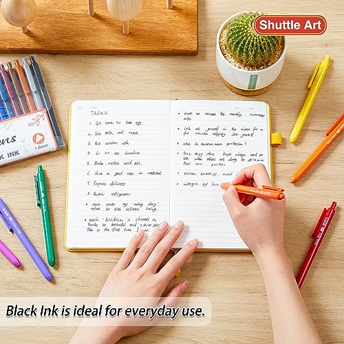 Shuttle Art Ballpoint Pens, 24 Pack Colored Retractable Black Ink Ball Point Pens, Cute Pens 1.0mm Medium Point Quick Drying for Writing Journaling Shuttle Art