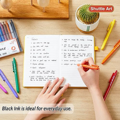 Shuttle Art Ballpoint Pens, 24 Pack Colored Retractable Black Ink Ball Point Pens, Cute Pens 1.0mm Medium Point Quick Drying for Writing Journaling - WoodArtSupply