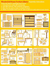 StonKraft Wooden 3D Puzzle Doll House - Home Decor, Construction Toy, Modeling Kit, School Project - Easy to Assemble (Doll House with Furniture) StonKraft