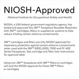 3M Half Facepiece Reusable Respirator 6200, NIOSH, Four-Point Harness, Comfortable Fit, Dual Airline Supplied Air Compatible, Bayonet Connections, 3M