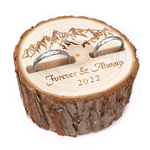 Personalized Ring Box Custom Rings Holder Engraved Nature Wood Slice Ring Bearer Proposal Rustic Wedding For Engagement Gift