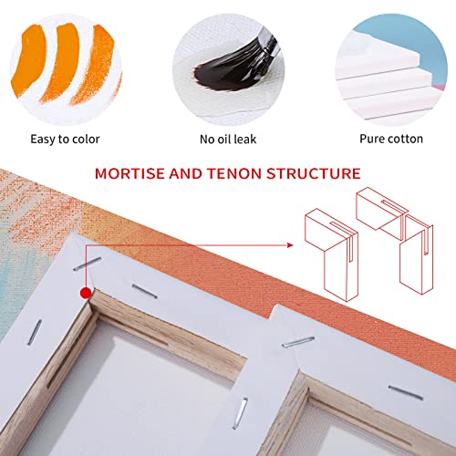Skyouths Canvases for Painting, 40x30,30x20, 20x15, 8 Set Stretched White Canvas with Petal Paint Tray Palettes & Tape, Artist Canvases Frame Board Skyouths