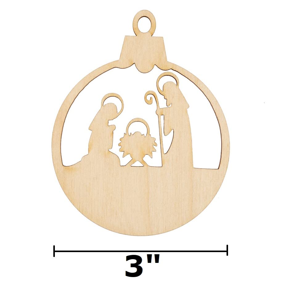 Factory Direct Craft Pack of 24 Unfinished Wood Nativity Ornament Cutouts - Christmas Nativity Wooden Shapes for Holiday Crafts and Winter - WoodArtSupply