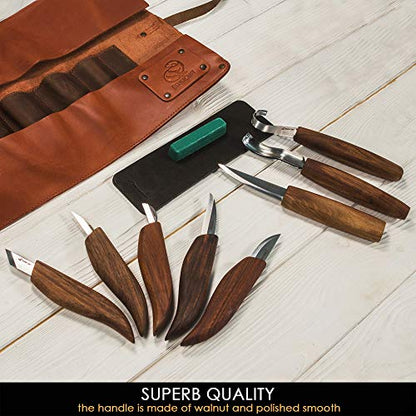 BeaverCraft Deluxe Wood Carving Kit S18X - Wood Carving Knife Set - Spoon Carving Tools Set - Whittling Knives Kit - Woodworking Kit Wood Carving