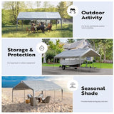 VIVOHOME 12x20ft Carport Replacement Canopy Cover, 180G Waterproof & UV Protected Tarp with 48 Elastic Buckles Suit for Garage Shelter, Frame is Not VIVOHOME