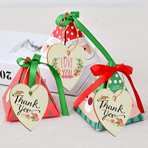 obmwang 50 Pieces 3" Natural Heart Wood Slices, DIY Wooden Ornaments Unfinished Predrilled Wooden Heart Embellishments with Natural Twine for obmwang