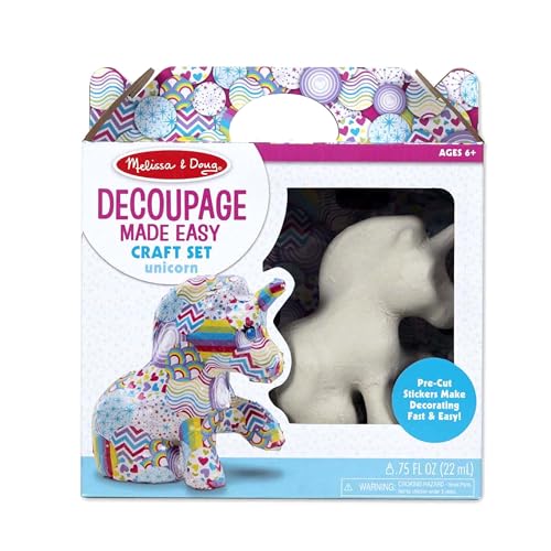 Melissa & Doug Decoupage Made Easy Unicorn Paper Mache Craft Kit with Stickers - WoodArtSupply