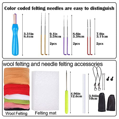 BAGERLA 1 Set Animal Wool Needle Felting Kit, Needle Felting Beginner Kits with Instructions and Needle Felting Basic Tools, Needles, Finger Cots, - WoodArtSupply