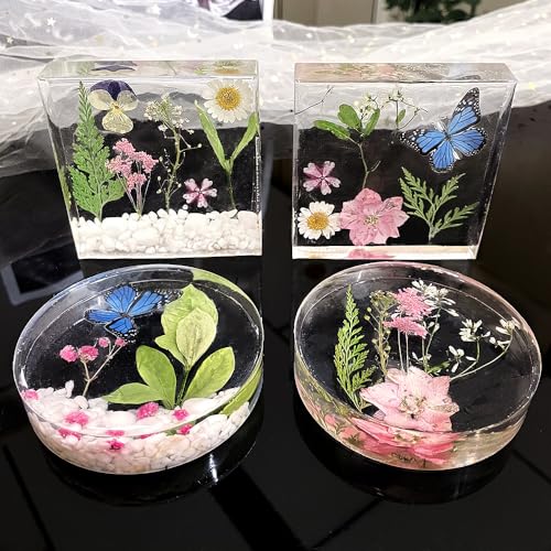 RESINWORLD 8 Pack Deep Coaster Molds, Square Round Coaster Resin Molds, Small Coaster Silicone Molds for Resin Casting, for Flower Bouquet ResinWorld