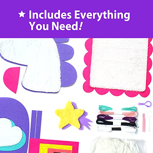 KRAFUN My First Unicorn Kids Sewing kit, Beginner Arts & Crafts, Make 5 Cute Projects with Plush Stuffed Animal, Pillow, Mobile, Keyring and Bag, KRAFUN