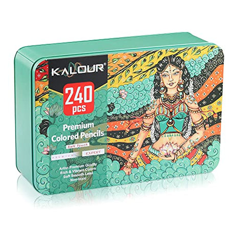 KALOUR Professional Colored Pencils,Set of 240 Colors,Artists Soft Core with Vibrant Color,Ideal for Drawing Sketching Shading,Coloring Pencils for KALOUR