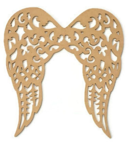 Filigree Angel Wings Wood Craft Unfinished Wooden Cutout Art DIY Wood Sign Inspirational Farmhouse Wall Plaque Rustic Home Decor for Indoor Holiday - WoodArtSupply