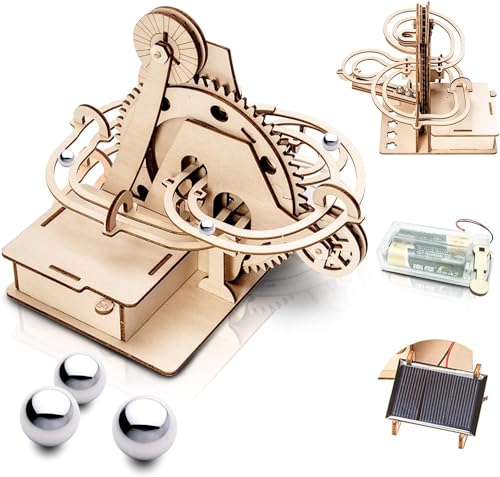 Marble Run 3D Wooden Puzzle for Adults and Teens,DIY Model Kit,Educational Jigsaw Puzzles Building Toys, STEM Projects Science Experiments Runs on auryee