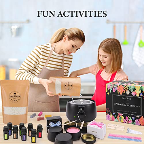 SAEUYVB Candle Making Kit for Adults with Hot Plate, DIY Starter Soy Candle Making Supplies/Kit - Perfect as Home Decorations（Black） SAEUYVB