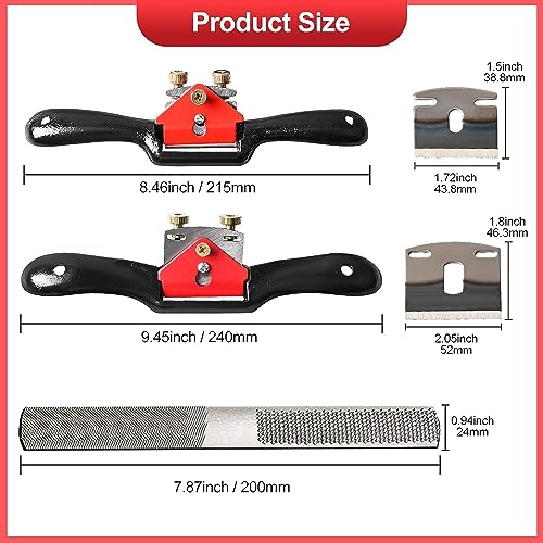 Adjustable Spokeshave Set 2pcs SpokeShave, 6pcs Metal Blade, Portable Woodworking Planes and 4-Way Wood Rasp File, Perfect for Wood Craft, Wood Klmnduo