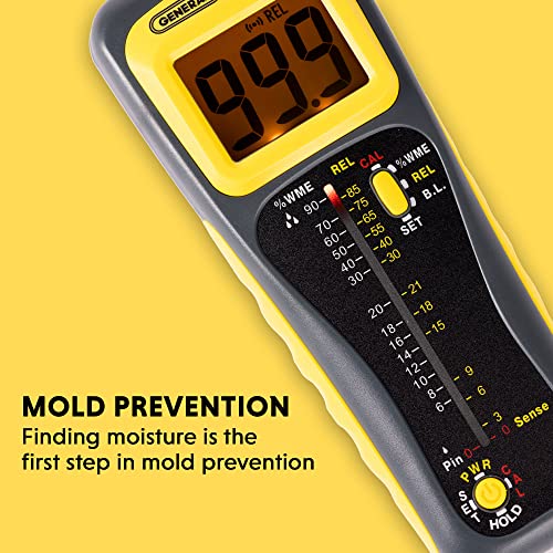 General Tools Moisture Meter MMD950 - Humidity Sensor - Pin Type / Pinless Device - Spherical Sensor