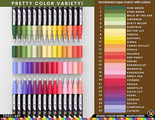 28 Wildflower Colors Acrylic Paint Pens Studio Color Series Markers Set  0.7mm Extra Fine