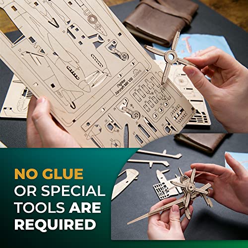 UGEARS 2.5D Framed Fighter Aircraft - Classic Aircraft Wood Model Kit with Movable Aileron, Propeller, Wheel & Canopy - Airplane Wooden Puzzle Model UGEARS