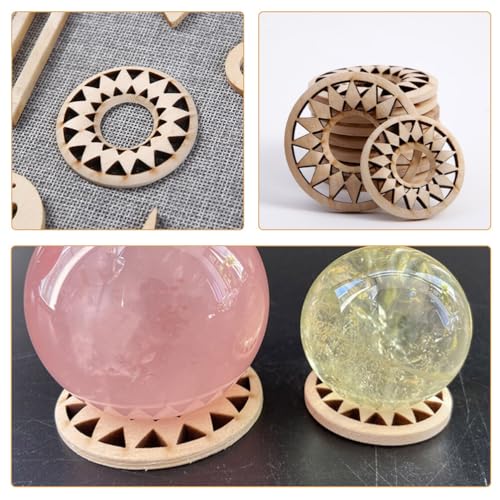 KALLORY 10pcs Unfinished Hollow Wood Slices Wooden Slices DIY Wooden Cutouts Painting Wood Slices KALLORY