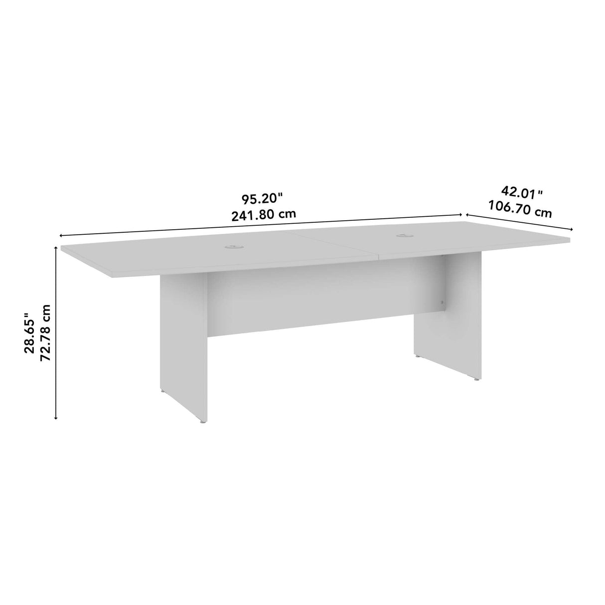 Bush Business Furniture Conference Table for 6-8 People with Wood Base | Boat Shaped 8 Foot Desk for Office Boardrooms and Training Rooms, 96W x 42D, Bush Business Furniture