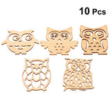 Amosfun 10pcs Wooden Owl-Shaped Slices Unfinished Wooden Crafts with Various Cutout(Random Style) Amosfun