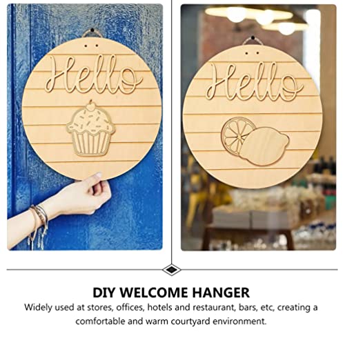 KESYOO Home Decor Interchangeable Seasonal Welcome Sign DIY Unfinished Wood Front Door Sign Farmhouse Wall Hanger Plaque Board For Festival - WoodArtSupply