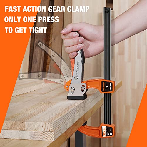 Jorgensen 8-inch Bar Clamp Set, Bar Clamp for Woodworking, Quick Release Gear Clamp with 600 lbs Load Limit - 2 Pack Jorgensen